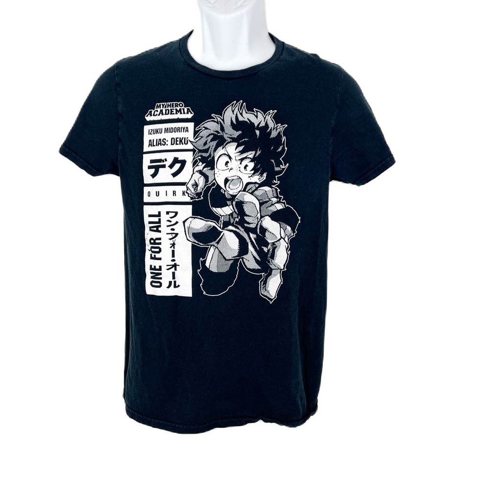 My Hero Academia Shirt Men Small Black White Graphic Short Sleeve Tee